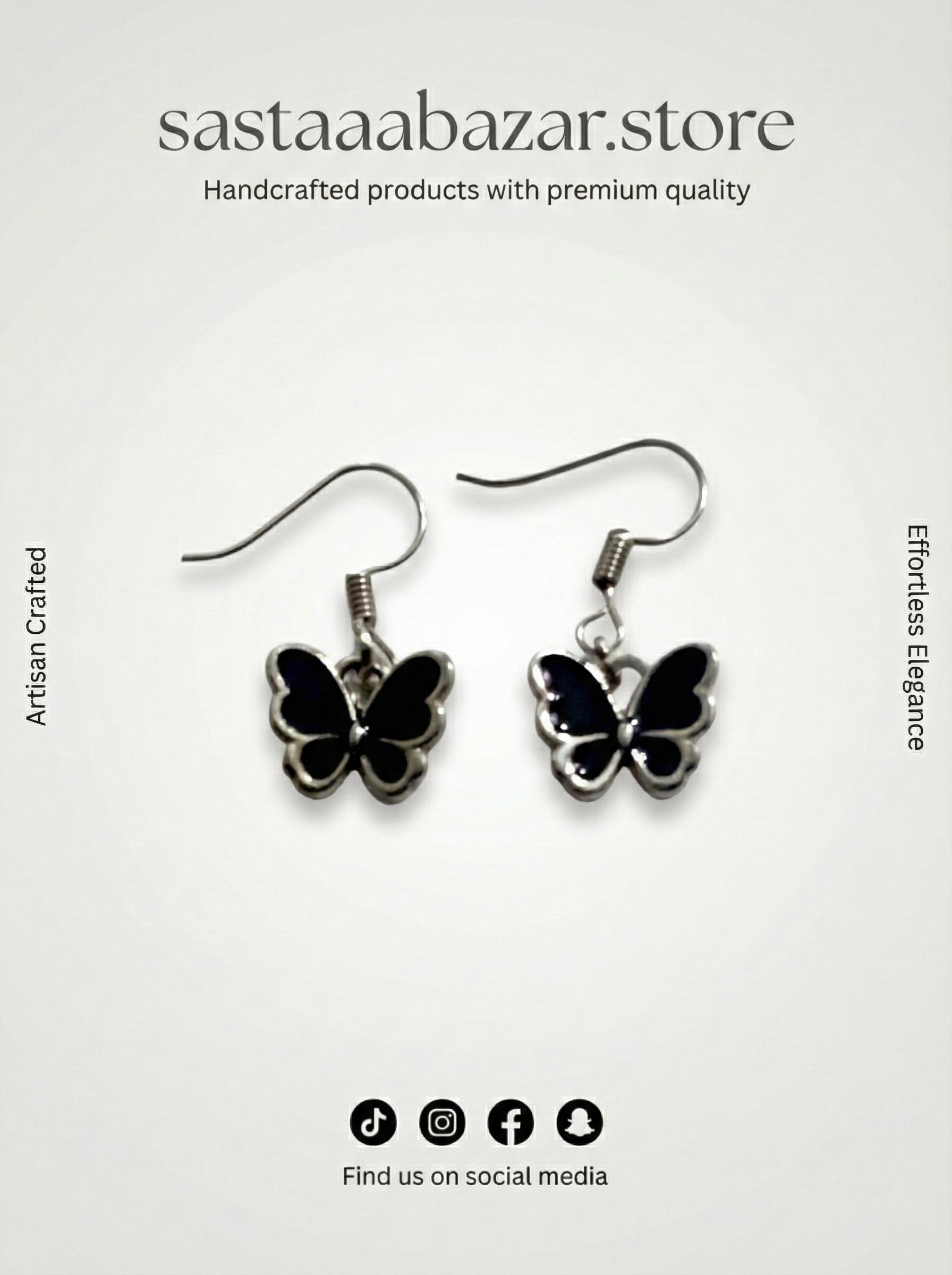 Black Enamel Butterfly Earrings